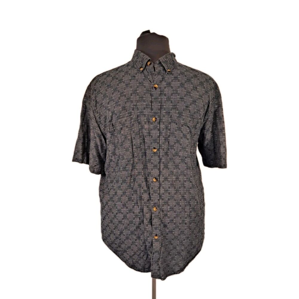 The Territory Ahead Men’s Shirt Size XL Short Sleeve Gray/Blue/White Button Down